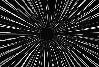 The primary subject of the image is a black and white photo of a bright light source, possibly a star or a light bulb. The setting is a dark background, which contrasts with the bright light source. The visual style is a black and white photo, giving it a classic and timeless appearance. The colors and mood of the image are predominantly dark and moody, with the bright light source being the main focal point.