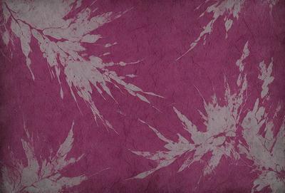The primary subject of the image is a purple and white patterned wallpaper. The setting is a room with a purple wall, and the visual style is a combination of photo and digital art. The dominant colors are purple and white, creating a calm and soothing atmosphere.