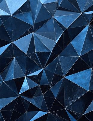 The primary subject of the image is a blue and white geometric pattern, which appears to be a digital art or illustration. The setting is a blue background, and the visual style is a combination of digital art and illustration. The dominant colors are blue and white, creating a calm and soothing atmosphere.