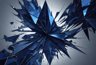 The primary subject of the image is a blue, geometric, and abstract design. The setting is a dark background, which contrasts with the bright blue design. The visual style is a combination of digital art and illustration, creating a unique and intriguing pattern. The colors and mood of the image are predominantly blue, giving it a calm and serene atmosphere.