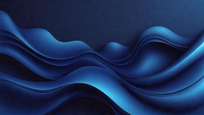 The primary subject of the image is a blue wave, which is the main focus of the scene. The setting is a dark blue background, creating a contrasting and dramatic effect. The visual style is a digital art or illustration, as the wave is depicted in a detailed and artistic manner. The dominant colors are blue and black, giving the image a calm and serene atmosphere.