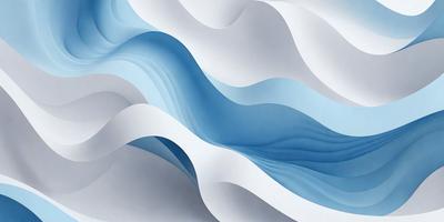 The primary subject of the image is a large, flowing wave in the ocean. The wave is depicted in a blue and white color scheme, giving it a serene and calming appearance. The setting is the ocean, with the wave crashing against the surface. The visual style of the image is a combination of digital art and illustration, creating a dynamic and realistic representation of the ocean wave.