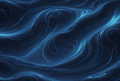 The primary subject of the image is a blue ocean with waves. The setting is the ocean, and the visual style is a digital art or illustration. The dominant colors are blue and white, creating a serene and calming atmosphere.