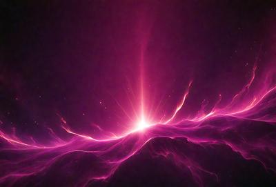 The primary subject of the image is a bright, pink light source, possibly a nebula or a star, with a purple background. The light source appears to be the main focus of the image, and it is set against a dark, purple background. The visual style of the image is a combination of a photo and digital art, creating a unique and captivating scene. The colors and mood of the image are vibrant and energetic, with the pink light source and purple background creating a sense