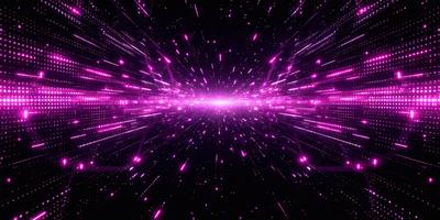 The primary subject of the image is a purple, pink, and white nebula, which is a three-dimensional space filled with gas, dust, and other matter. The setting is a black background, which contrasts with the vibrant colors of the nebula. The visual style is a digital art or illustration, as the image is composed of various shapes and colors that create a dynamic and visually appealing scene. The dominant colors are purple, pink, and white, which evoke a sense of