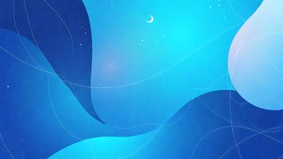 The primary subject of the image is a blue sky with a moon visible in the background. The setting is a nighttime scene with a few stars scattered throughout the sky. The visual style is a digital art or illustration, creating a serene and peaceful atmosphere. The dominant colors are blue and white, with the blue sky and the moon adding a sense of tranquility to the scene.