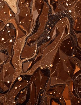 The primary subject of the image is a close-up of a brown and gold patterned wall. The setting is a room with a brown and gold patterned wall, which serves as the background. The visual style is a combination of a photo and digital art, creating a unique and intricate design. The dominant colors are brown and gold, giving the wall a warm and luxurious appearance.