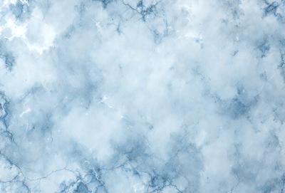 The primary subject of the image is a blue marble wall with a white and blue pattern. The setting is a room with a blue and white marble wall, which serves as the background. The visual style is a close-up of the marble wall, showcasing its intricate design. The colors and mood of the image are predominantly blue and white, creating a calm and serene atmosphere.