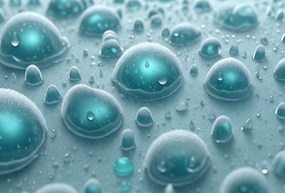 The primary subject of the image is a close-up of a blue and white raindrop pattern. The setting is a blue background, which creates a visually appealing contrast with the raindrops. The visual style is a digital art or illustration, as the raindrops are depicted in a detailed and intricate manner. The dominant colors are blue and white, giving the image a calming and serene atmosphere.