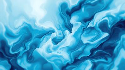 The primary subject of the image is a blue and white swirling pattern, which appears to be a digital art or illustration. The setting is a blue background, and the visual style suggests that it is a digital creation. The dominant colors are blue and white, creating a calming and soothing atmosphere.