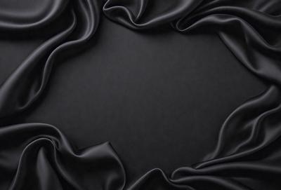 The primary subject of the image is a black cloth, which is the main object, scene, or focus of the image. The setting or background is a black surface, and the visual style is a photo. The colors and mood of the image are predominantly black, creating a dark and moody atmosphere.