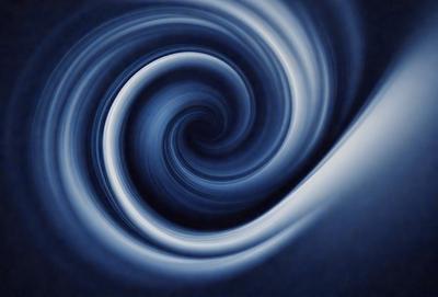 The primary subject of the image is a spiral pattern, which is the main object, scene, or focus of the image. The spiral pattern is set against a blue background, creating a visually striking contrast. The spiral pattern is a digital art piece, showcasing the artist's skill in creating intricate designs. The overall atmosphere of the image is calm and serene, with the blue color evoking a sense of tranquility.