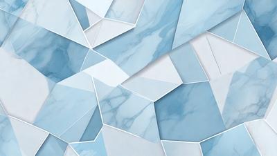 The primary subject of the image is a close-up of a marble tile pattern. The setting is a blue and white marble tile, which serves as the background. The visual style is a combination of a photo and digital art, creating a unique and intricate pattern. The colors and mood of the image are predominantly blue and white, giving it a clean and elegant appearance.