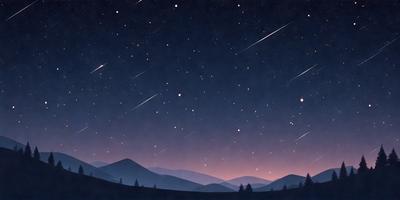 The primary subject of the image is the night sky filled with stars. The setting is a mountainous landscape, with a hillside visible in the foreground. The visual style is a combination of a photo and a drawing, creating a unique and artistic representation of the night sky. The colors and mood of the image are predominantly dark and serene, with the stars and the mountainous backdrop creating a sense of tranquility and wonder.