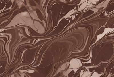 The image features a brown marble patterned surface with a swirling design. The primary subject is the marble pattern, which creates a visually appealing and textured background. The setting is a natural environment, possibly a stone or marble workshop, where the marble is being crafted or displayed. The visual style is a combination of natural elements and artistic design, showcasing the beauty of the marble pattern. The colors and mood of the image are warm and earthy, with the brown marble providing