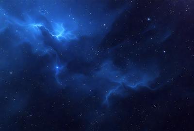 The primary subject of the image is a beautiful, dark blue sky filled with stars. The setting is a nighttime sky, with the stars shining brightly against the black background. The visual style of the image is a combination of a photo and digital art, creating a stunning and captivating scene. The colors and mood of the image are predominantly dark and moody, with the blue sky and stars creating a sense of depth and mystery.