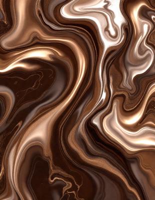 The primary subject of the image is a close-up of a brown and gold patterned surface, which appears to be a piece of art or a textured wall. The setting is indoors, with the artwork or wall being the main focus of the scene. The visual style of the image is a combination of photo and digital art, creating a unique and intricate pattern. The colors and mood of the image are warm and inviting, with the brown and gold tones evoking a sense of richness and depth.