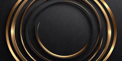 The primary subject of the image is a black background with a gold circle in the center. The circle is the main focus of the image, and it appears to be a digital art or illustration. The visual style gives the image a modern and sleek appearance. The colors and mood of the image are predominantly black and gold, creating a sense of sophistication and elegance.
