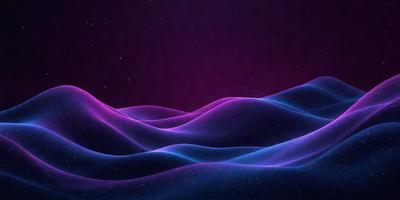The primary subject of the image is a purple and blue ocean wave. The setting is a nighttime sky, with the ocean wave extending across the entire image. The visual style is a digital art or illustration, creating a vibrant and dynamic scene. The dominant colors are purple and blue, giving the image a serene and calming atmosphere.