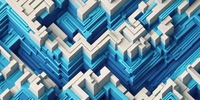 The primary subject of the image is a blue and white geometric pattern, which appears to be a digital art or illustration. The setting is a blue background, and the visual style is a combination of digital art and illustration. The dominant colors are blue and white, creating a clean and modern atmosphere.