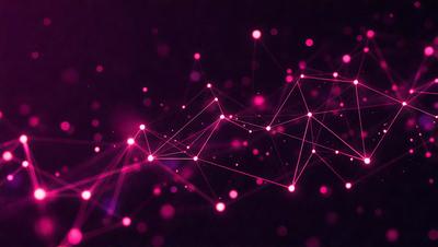 The primary subject of the image is a pattern of pink dots on a black background. The setting appears to be a dark room, and the visual style is a digital art or illustration. The dominant colors are pink and black, creating a bold and striking visual effect.