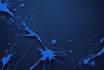 The primary subject of the image is a blue background with a splash of blue paint, creating a visually striking scene. The setting is a black background, which contrasts with the blue paint, emphasizing the vibrant color. The visual style is a combination of a photo and digital art, as the blue paint appears to be digitally manipulated. The colors and mood of the image are predominantly blue, creating a calm and serene atmosphere.