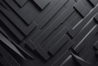 The primary subject of the image is a black and white patterned wall. The setting is a dark room with a black background. The visual style is a combination of a photo and a digital art, illustration, or drawing. The dominant colors are black and white, creating a moody and dramatic atmosphere.