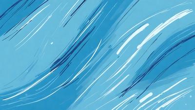The primary subject of the image is a blue ocean with waves. The setting is the ocean, and the visual style is a digital art or illustration. The dominant colors are blue and white, creating a calm and serene atmosphere.