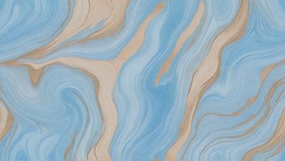The primary subject of the image is a blue and white patterned surface, which appears to be a painting or a digital artwork. The setting is a blue and white ocean, with a wooden texture visible in the background. The visual style is a combination of painting and digital art, creating a unique and artistic atmosphere. The dominant colors are blue and white, with a sense of depth and movement in the patterned surface.