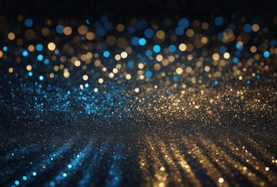 The primary subject of the image is a blue background with a pattern of bright lights, creating a visually striking and colorful scene. The setting appears to be a dark room, with the blue background and the lights creating a unique and captivating visual effect. The visual style of the image is a combination of digital art and illustration, as the lights are arranged in a pattern that resembles a starry night. The colors and mood of the image are predominantly blue, with the bright lights adding a sense of energy and