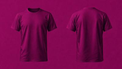 The primary subject of the image is a purple t-shirt. The setting is a pink background, which creates a contrasting and visually appealing scene. The visual style is a digital illustration, giving the image a modern and artistic appearance. The colors and mood of the image are predominantly purple and pink, creating a warm and inviting atmosphere.