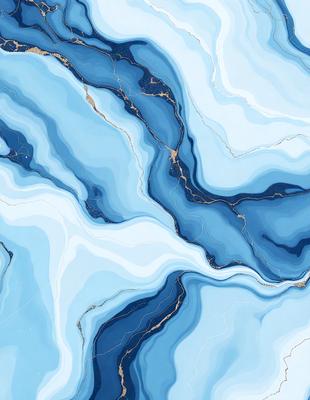 The primary subject of the image is a blue and white marble-like pattern. The setting is a blue and white marble-like surface, which could be a wall or a table. The visual style is a combination of digital art and illustration, creating a unique and artistic appearance. The dominant colors are blue and white, giving the pattern a clean and elegant look.