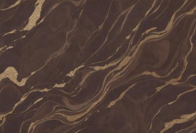 The primary subject of the image is a marble wall with a brown and gold color scheme. The setting is a room with a brown and gold marble wall, which serves as the background. The visual style of the image is a close-up of the marble wall, showcasing its intricate patterns and textures. The colors and mood of the image are warm and luxurious, evoking a sense of sophistication and elegance.