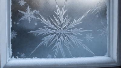The primary subject of the image is a snowflake pattern, which is displayed on a silver surface. The setting is a winter scene, with the snowflake pattern serving as the main object of focus. The visual style of the image is a combination of photo and digital art, creating a unique and eye-catching design. The colors and mood of the image are predominantly white and cold, reflecting the winter season and the snowflake pattern.