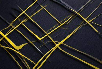 The primary subject of the image is a yellow and black pattern, which is displayed on a blue background. The visual style of the image is a combination of photo and digital art, creating a unique and intriguing appearance. The colors and mood of the image are predominantly blue and yellow, with a sense of depth and contrast.