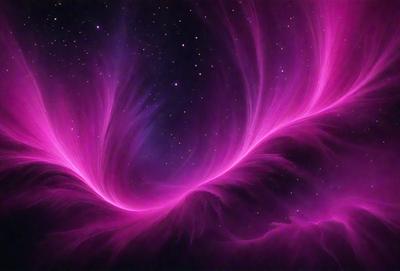 The primary subject of the image is a pink, swirling, and flowing pattern, which appears to be a digital art or illustration. The setting is a night sky, with stars visible in the background. The visual style is a combination of digital art and a natural night sky, creating a unique and captivating atmosphere. The dominant colors are pink and purple, giving the image a warm and dreamy mood.