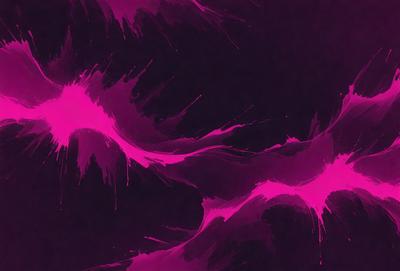The primary subject of the image is a purple background with a splash of pink paint. The setting appears to be a dark room, possibly a nightclub or a darkened theater. The visual style of the image is a combination of digital art and illustration, creating a unique and artistic atmosphere. The dominant colors in the image are purple and pink, giving the scene a vibrant and energetic mood.