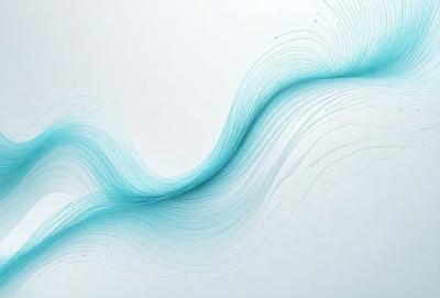 The primary subject of the image is a blue wave, which is the main focus of the scene. The wave is depicted as a digital art or illustration, with a white background that contrasts with the blue wave. The visual style of the image gives it a modern and clean appearance. The dominant colors in the image are blue and white, creating a calm and serene atmosphere.