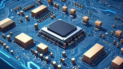 The primary subject of the image is a computer chip, which is the main object, scene, or focus of the image. The setting/background features a blue surface, which is the environment, backdrop, or surface visible in the image. The visual style is digital art, as the image is a digital representation of the computer chip. The colors and mood of the image are predominantly blue, which gives it a calm and professional atmosphere.
