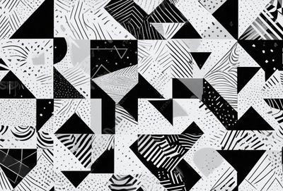 The primary subject of the image is a black and white geometric pattern. The setting is a black and white background, which creates a visually striking contrast with the pattern. The visual style is a combination of digital art and illustration, as the pattern is intricate and detailed. The dominant colors are black and white, giving the image a classic and timeless appearance. The overall atmosphere is one of elegance and sophistication.
