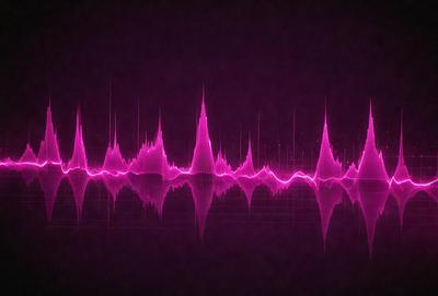 The primary subject of the image is a purple waveform, which is a visual representation of sound. The waveform is displayed on a black background, creating a striking contrast. The visual style of the image is a combination of digital art and illustration, as it is a digital creation. The dominant colors in the image are purple and black, giving it a modern and sleek appearance.