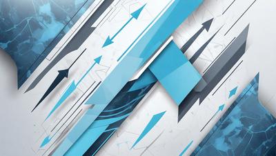 The primary subject of the image is a blue and white geometric pattern. The setting is a white background, and the visual style appears to be a digital art or illustration. The dominant colors are blue and white, creating a clean and modern atmosphere.