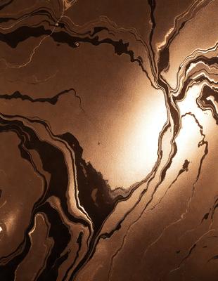 The primary subject of the image is a close-up of a marble countertop with a metallic finish. The setting is a kitchen or bathroom counter, and the visual style is a combination of a photo and digital art. The countertop has a reflective surface, and the colors are predominantly silver and black. The overall atmosphere is elegant and sophisticated.