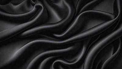 The primary subject of the image is a close-up of a black fabric, possibly a piece of clothing or a curtain. The setting is a dark background, which emphasizes the fabric's texture and pattern. The visual style is a close-up, which highlights the fabric's details. The colors and mood of the image are predominantly dark, with the black fabric being the main focus.