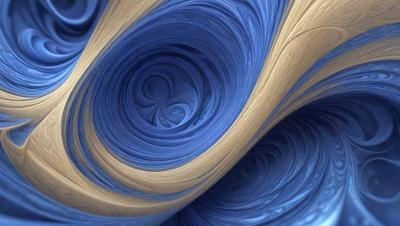 The primary subject of the image is a blue and yellow spiral pattern. The setting is a blue and yellow swirl, which creates a visually striking and dynamic scene. The visual style of the image is a combination of digital art and illustration, giving it a unique and artistic appearance. The dominant colors in the image are blue and yellow, creating a vibrant and lively atmosphere.