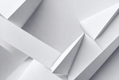 The primary subject of the image is a white paper with a geometric pattern. The paper is folded into a triangular shape, creating a visually interesting design. The setting is a white background, which provides a clean and minimalist appearance. The visual style is a combination of digital art and illustration, as the paper is manipulated to create a unique and intricate pattern. The colors and mood of the image are predominantly white, giving it a clean, modern, and sophisticated feel.