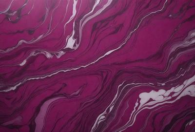 The primary subject of the image is a purple marbled wallpaper with a swirling pattern. The setting is a room with a purple wall, and the visual style is a close-up of the wallpaper. The colors and mood of the image are predominantly purple, creating a calm and soothing atmosphere.