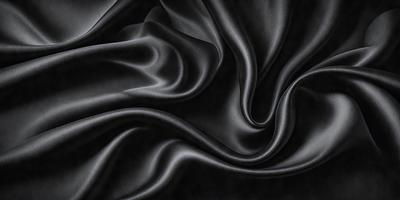 The primary subject of the image is a close-up of a black fabric, possibly a piece of clothing or a curtain. The setting is a dark background, which emphasizes the fabric's texture and pattern. The visual style is a black and white photo, which adds a classic and timeless feel to the image. The colors and mood are predominantly dark and moody, with the black fabric serving as the focal point of the scene.