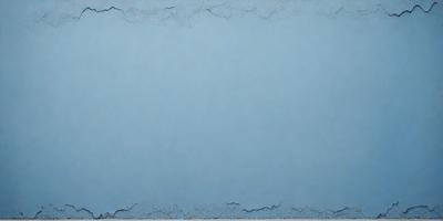 The primary subject of the image is a large, blue canvas with a white background. The setting is a room with a blue wall, and the visual style is a painting. The colors and mood of the image are predominantly blue and white, creating a calm and serene atmosphere.