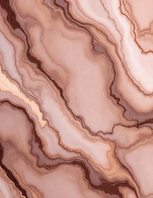 The primary subject of the image is a marble-like stone with a brown and white color scheme. The setting is a natural environment, possibly a rock formation or a stone wall. The visual style is a close-up of the stone, showcasing its intricate patterns and textures. The colors and mood of the image are earthy and natural, with a sense of depth and complexity in the stone's structure.